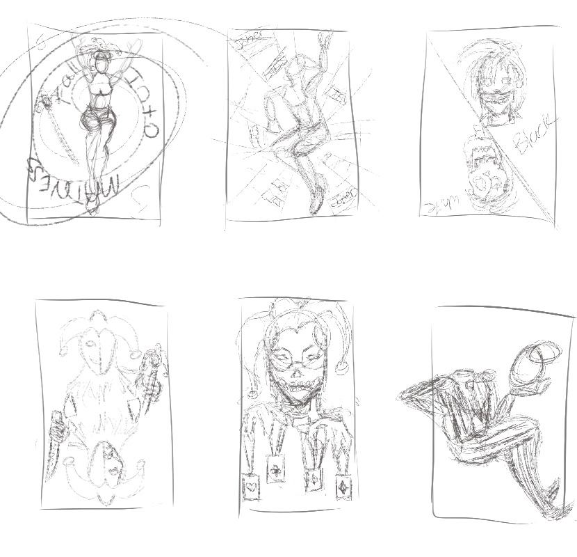 Playing card project - Joker cardthumbnail sketches