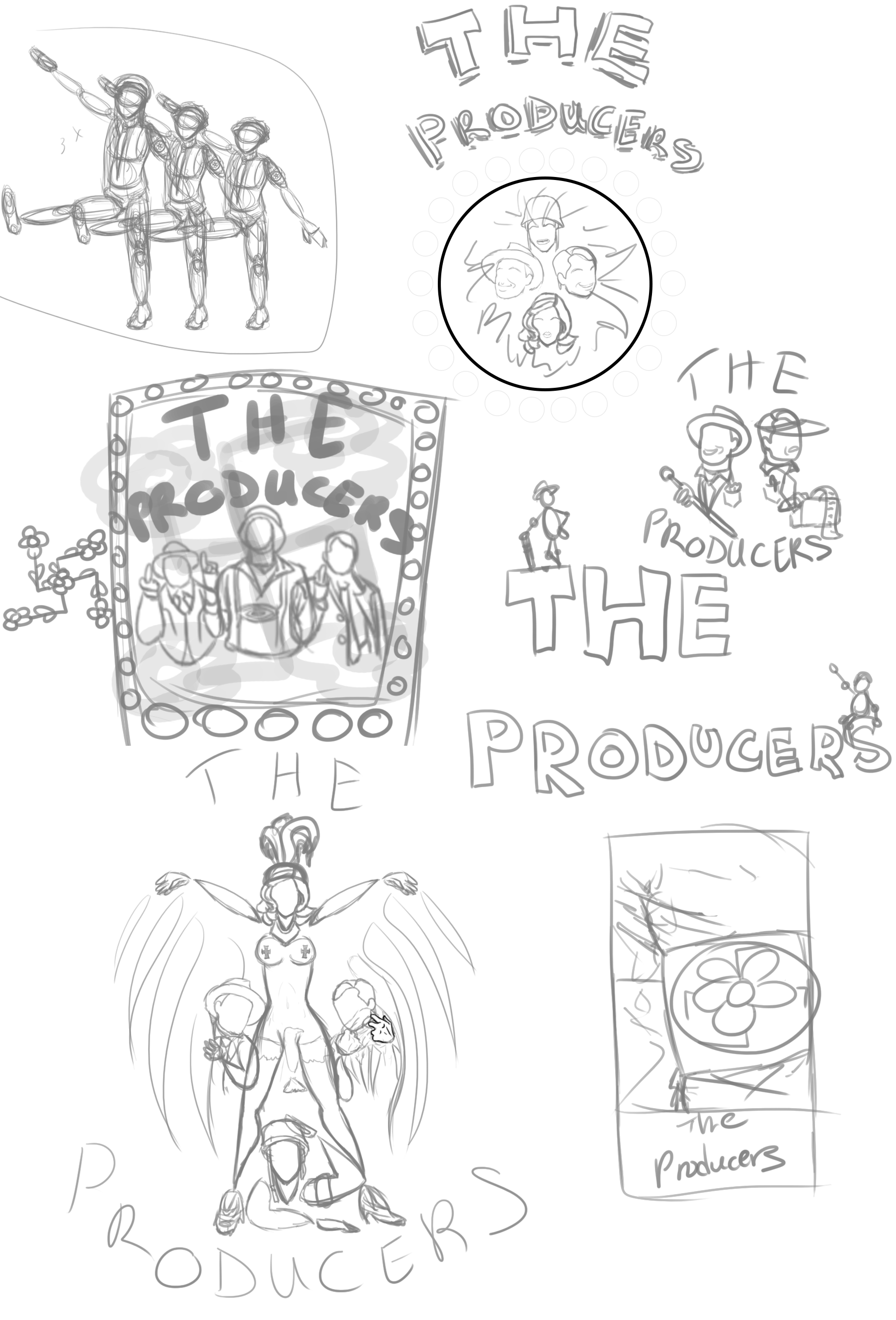 The Producers poster project - thumbnail sketches