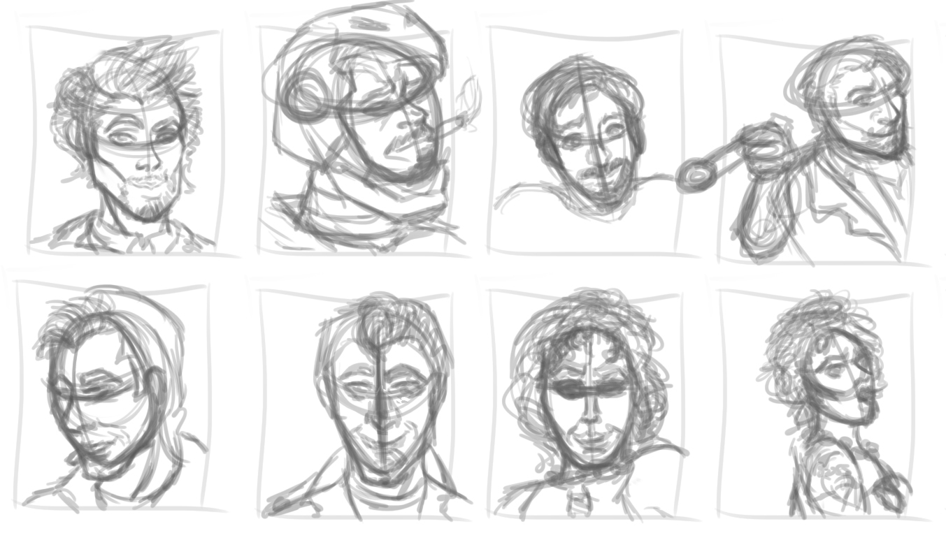 Caricature project - preliminary thumbnail sketches