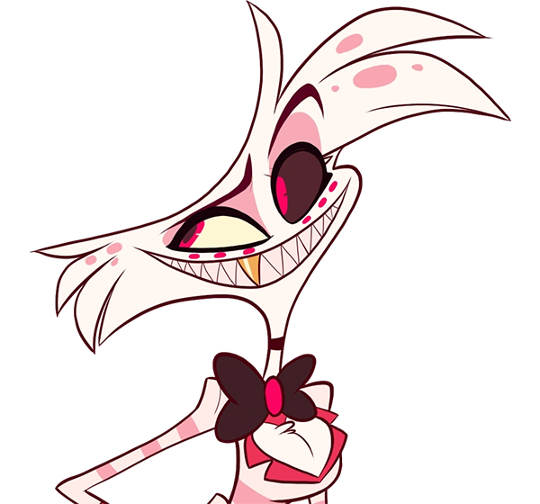 Cropped version of Angel Dust's default character art from the Hazbin Hotel universe/fandom wiki (©Hazbin Hotel, SpindleHorse Toons/A24, Vivienne Medrano) Cropped version of Angel Dust's default character art from the Hazbin Hotel universe/fandom wiki (©Hazbin Hotel, SpindleHorse Toons/A24, Vivienne Medrano)