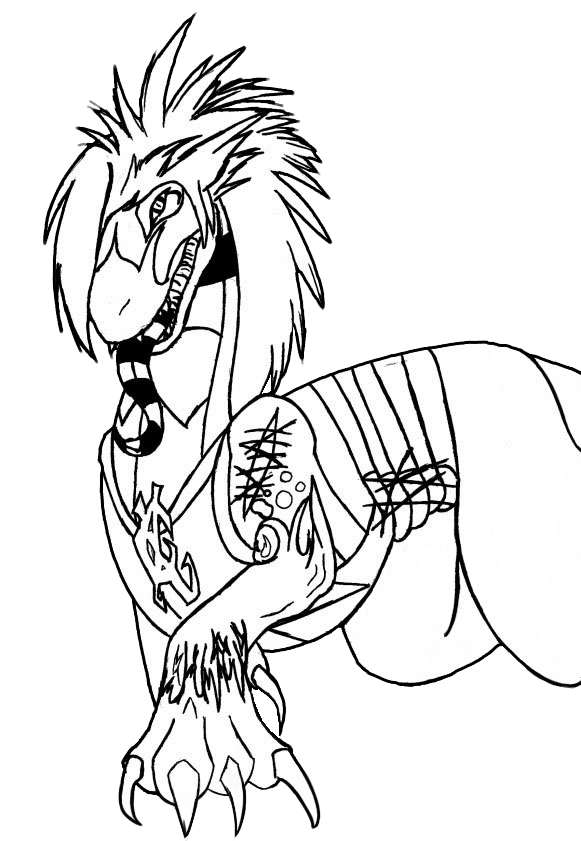 Initial, preliminary inked sketch (w/ transparent background) of Zak's War Xaerian