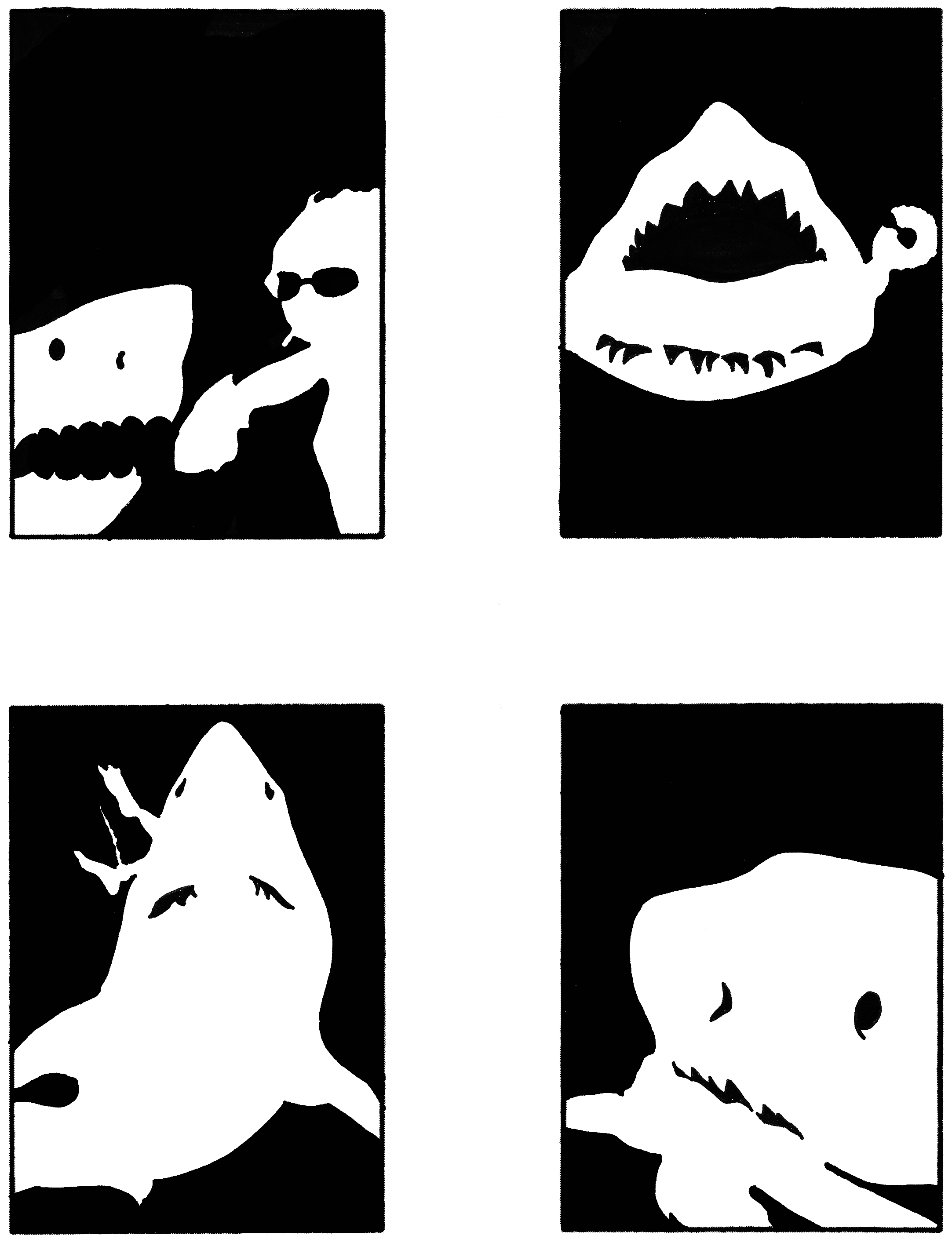 Thumbnails of simplified, 'self-explanatory' visuals for the word 'Jaws' - in reference to the movie